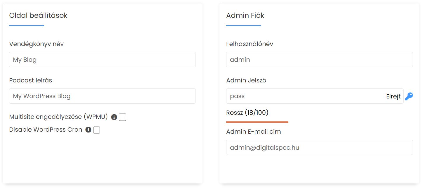 WordPress telepítése második rész